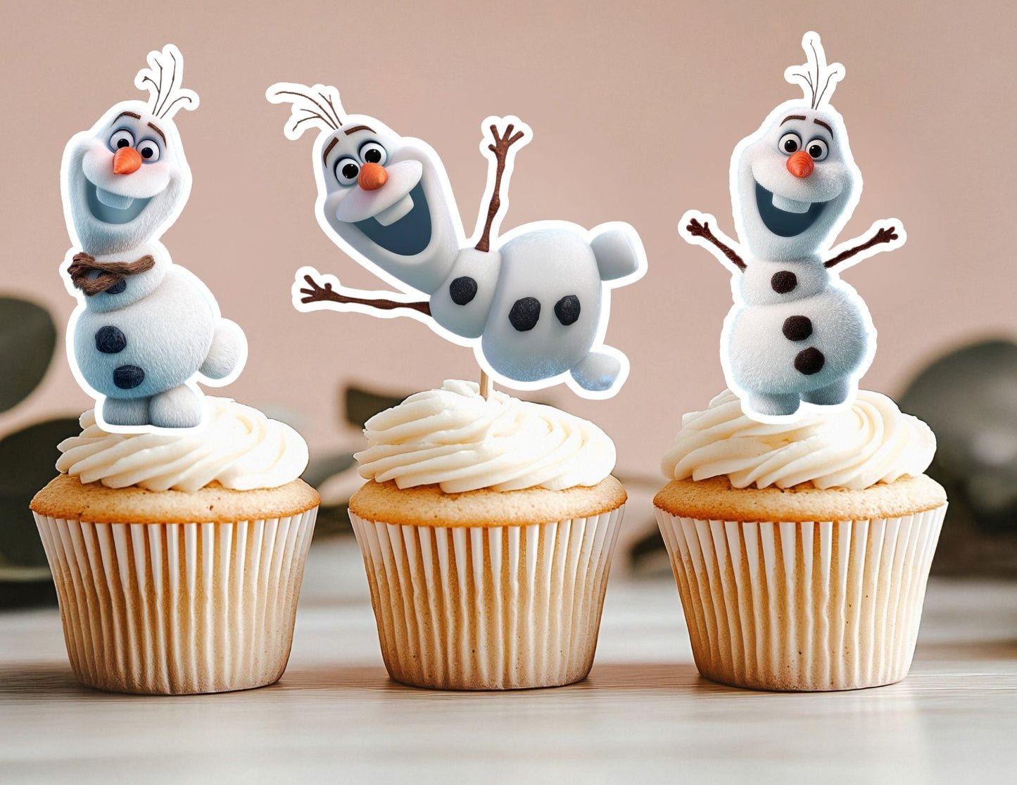 Cute Watercolour Snowman Cupcake Toppers, Snowman Birthday Theme Party Decoration