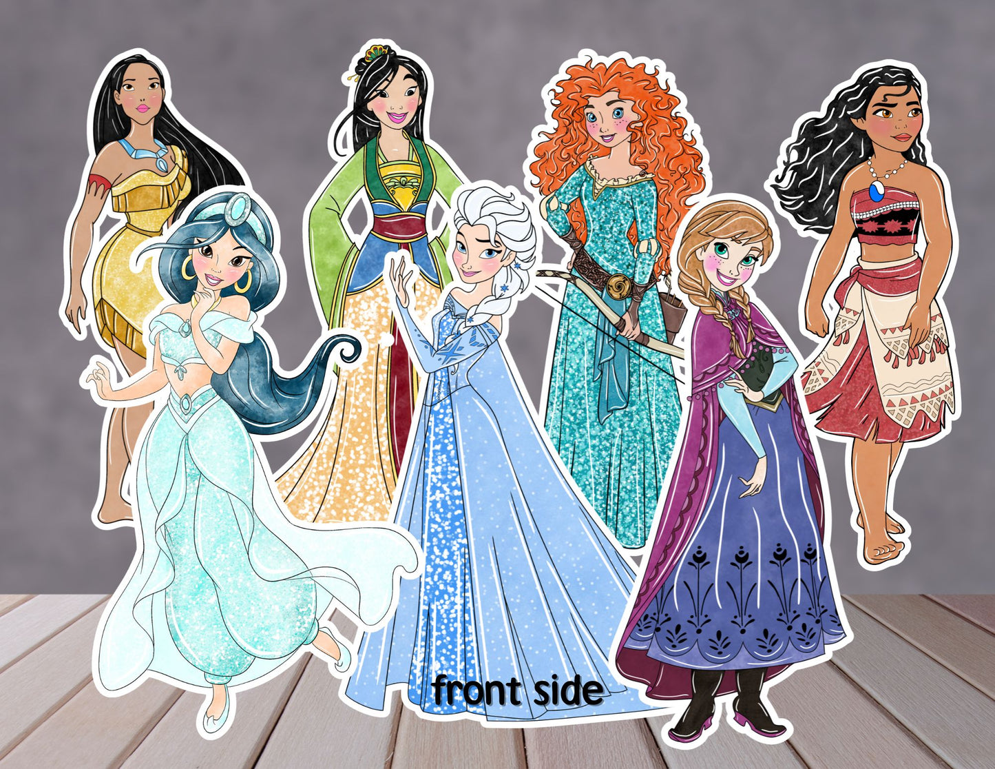 Watercolour Princesses Centerpieces, Princesses Party Decoration