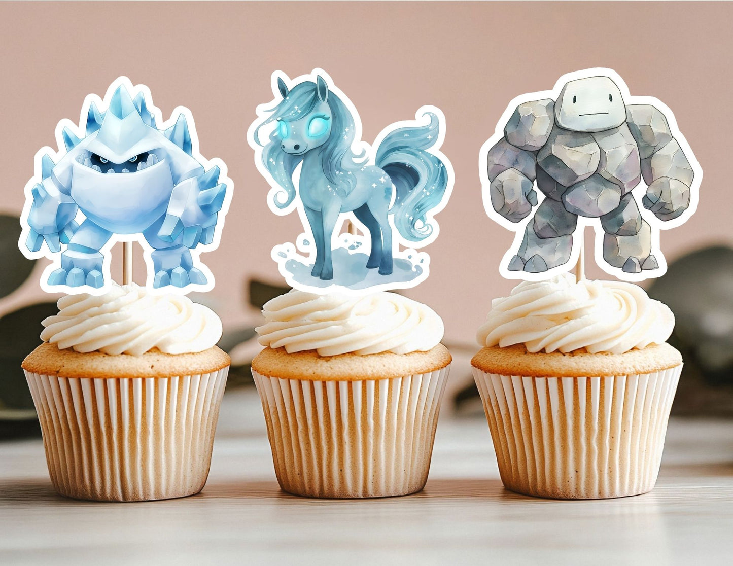 Cute Watercolour Ice Princess Cupcake Toppers, Ice Princess Birthday Theme Party Decoration