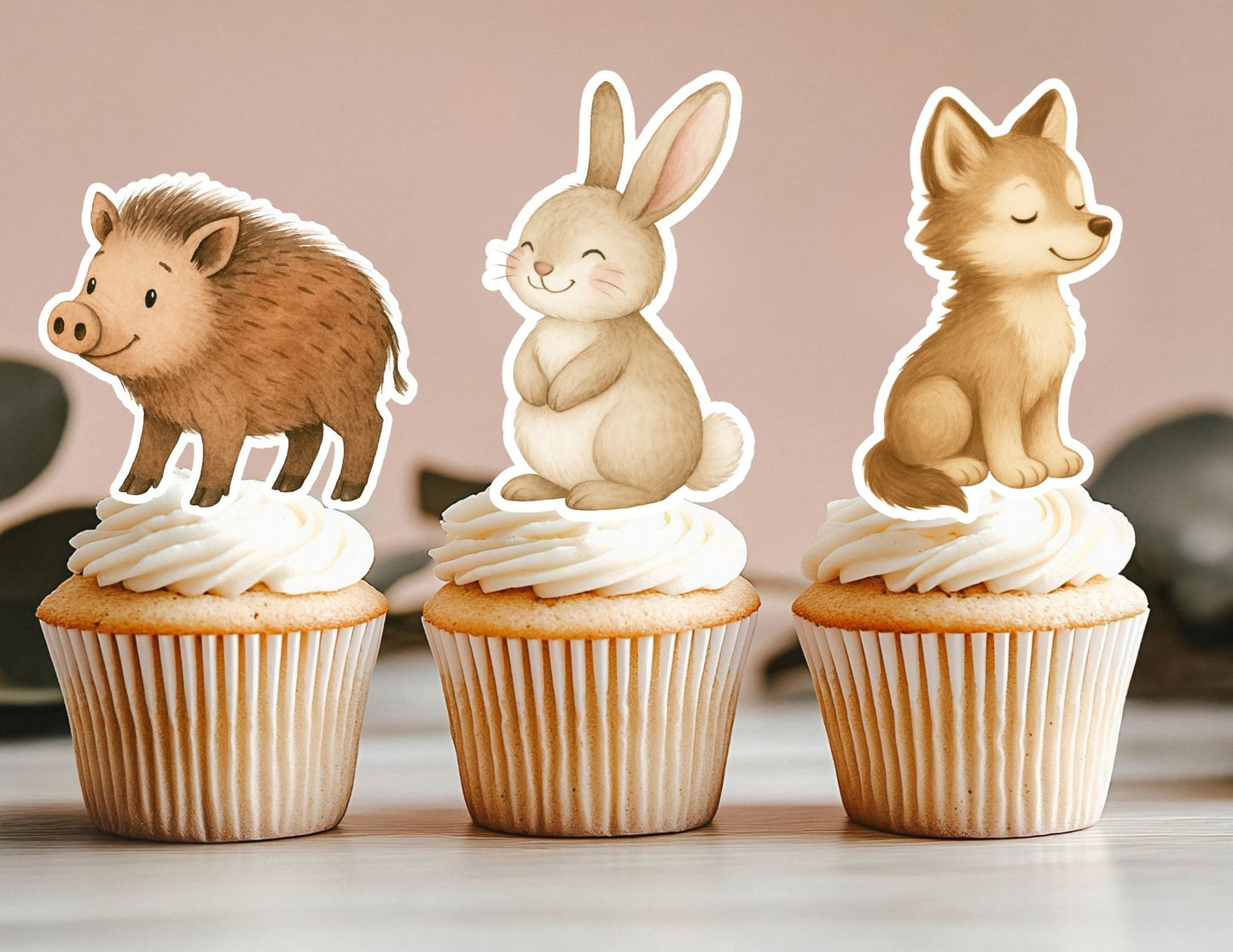 Woodland Cupcake Toppers, Animal Cupcake Toppers