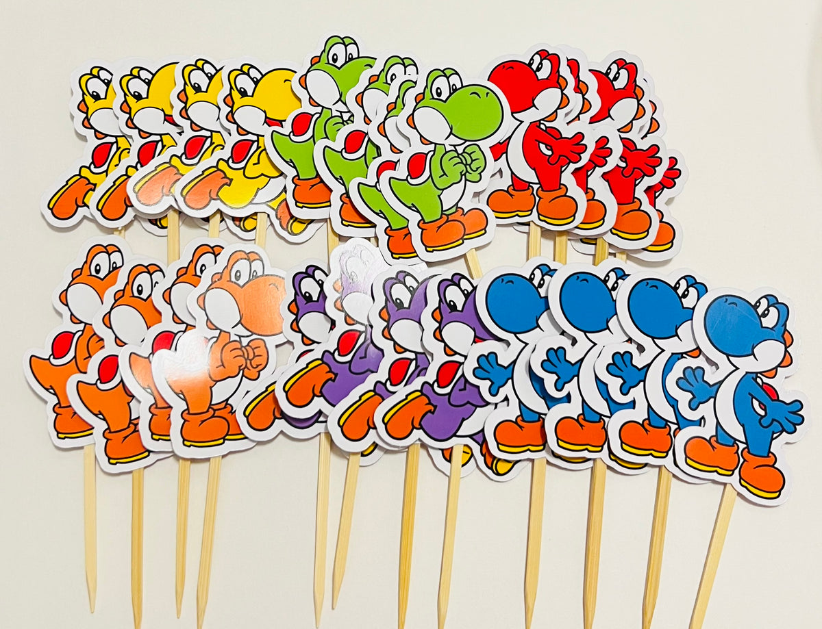 Customized Rainbow Dinosaur Cupcake Toppers, Multi Coloured Dino Toppers