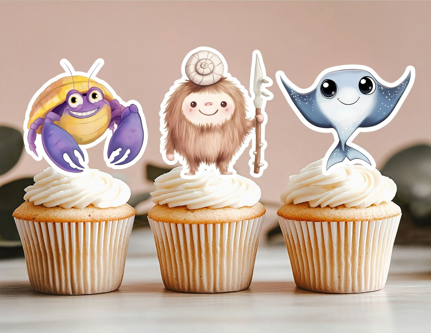 Watercolor Island Princess Cupcake Toppers, Princess Party Decoration