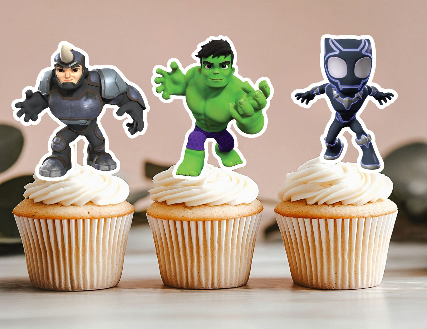 Super Heroes Cupcake Toppers, Heroes Theme Toppers