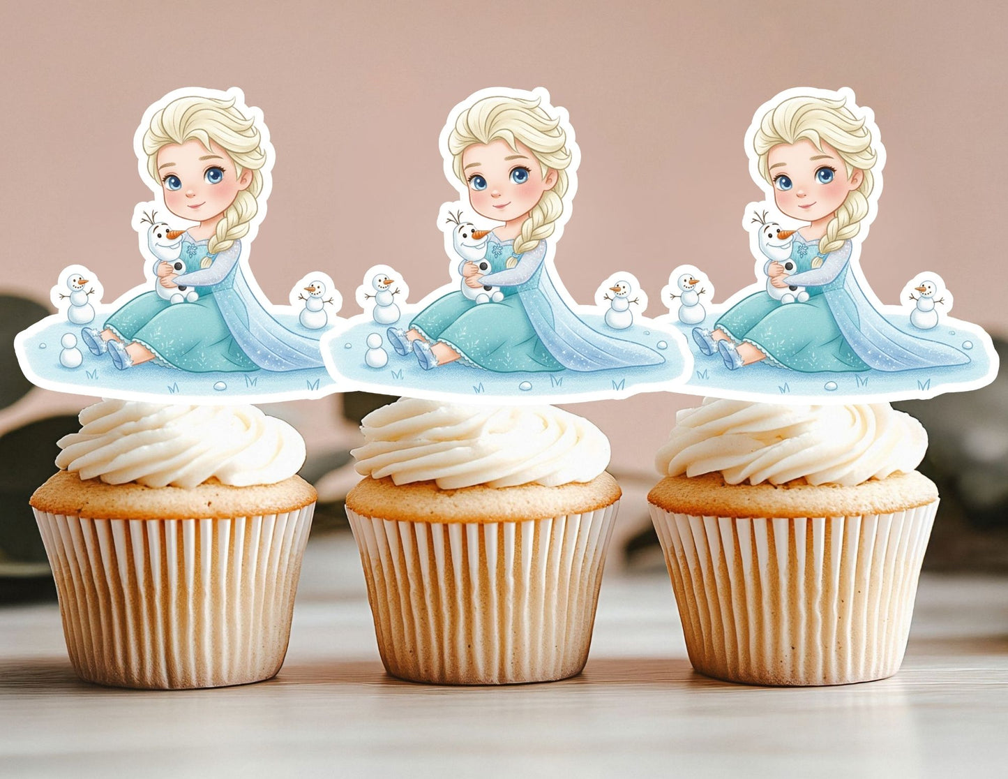 Customized Watercolour Birthday Ice Princess Cupcake Toppers, Ice Princesses Party Toppers