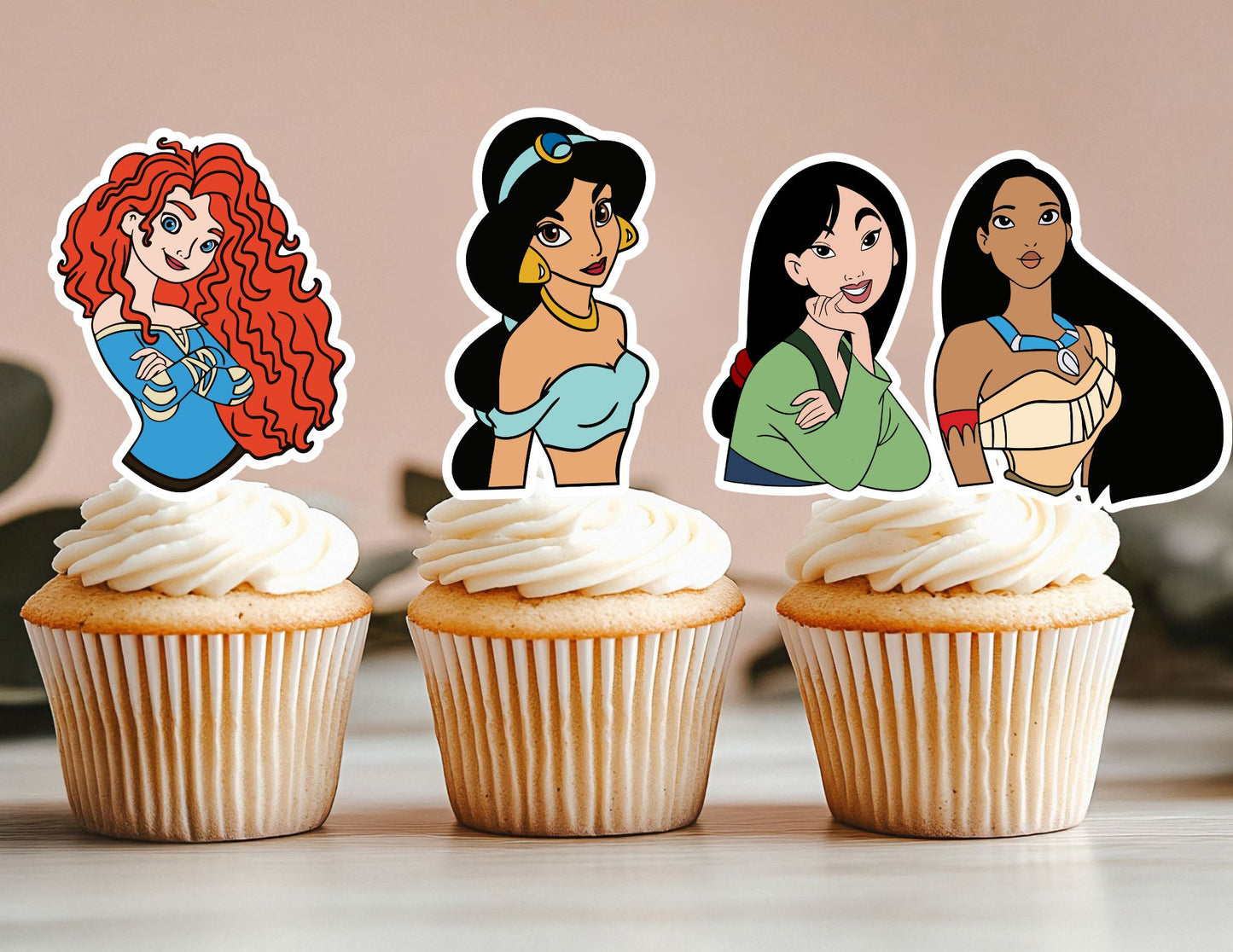 All Princess Head Cupcake Toppers, Girls Toppers