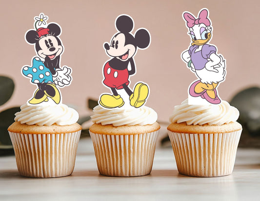 Classic Mouse and Friends Cupcake Toppers, Mouse Toppers, Duck and Dog Cupcake Toppers