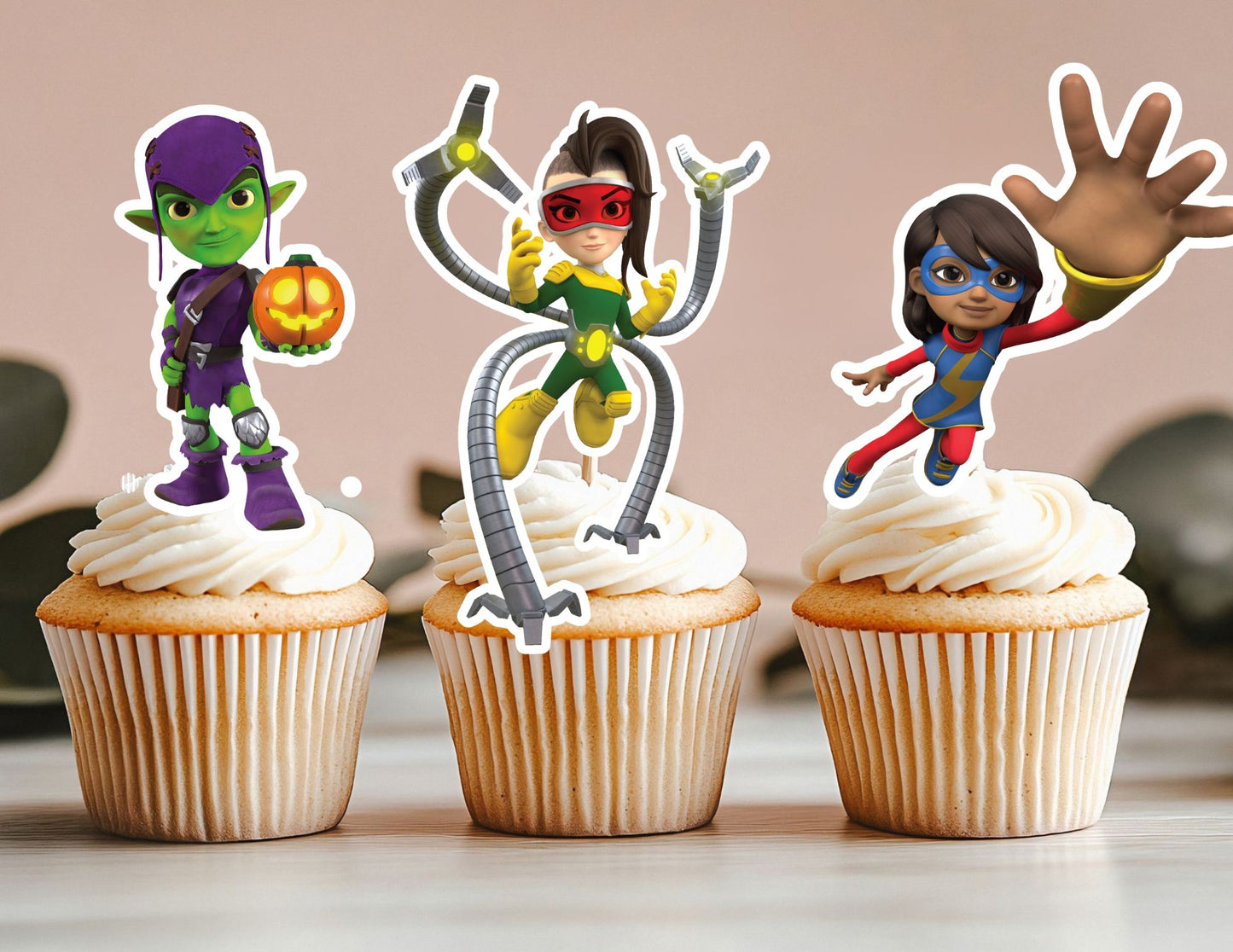 Super Heroes Cupcake Toppers, Heroes Theme Toppers
