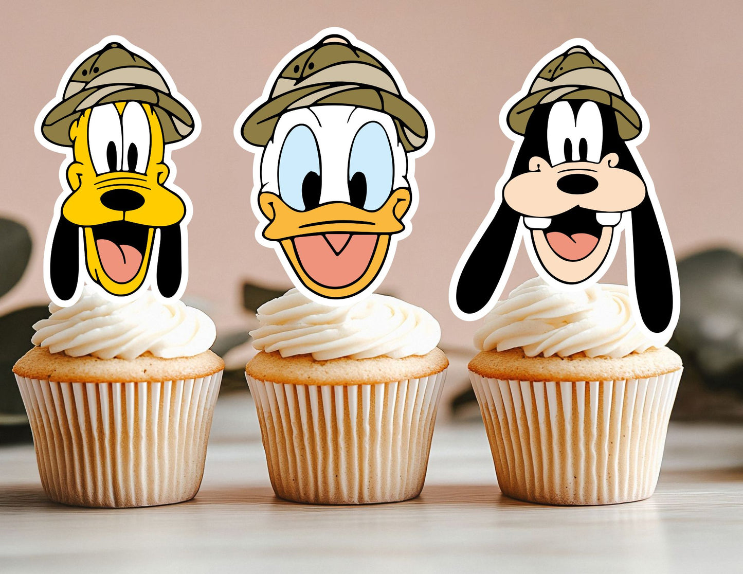 Safari Head Animal Cupcake Toppers, Clubhouse Toppers, Dog Toppers, Duck Toppers