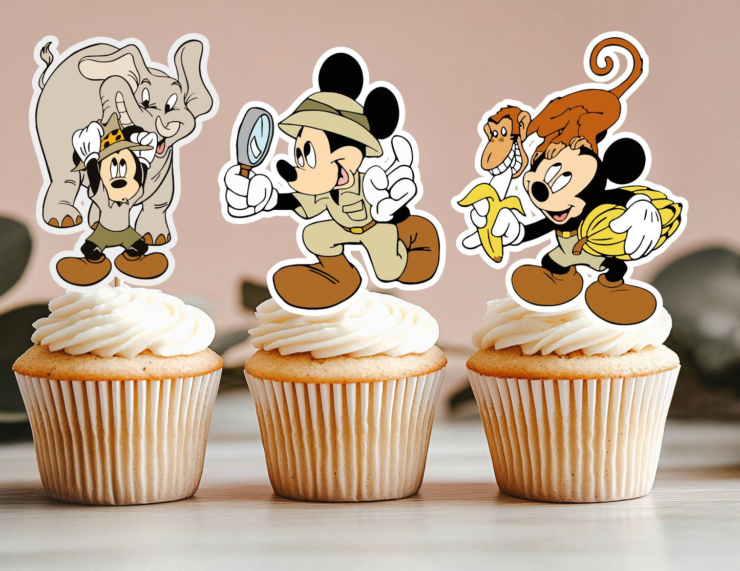 Safari Cupcake Toppers, Clubhouse Toppers, Party Cupcake Toppers