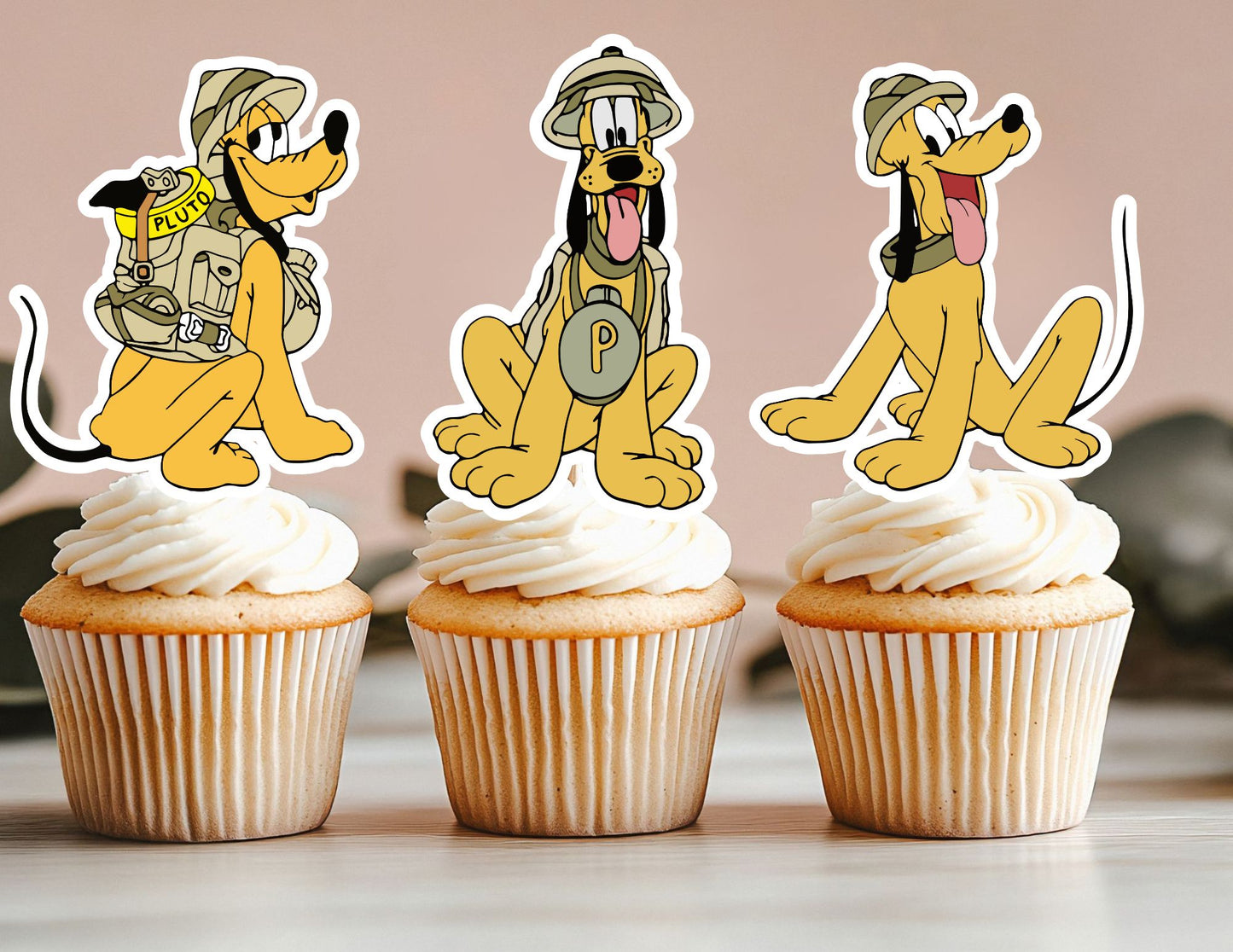 Safari Dog Cupcake Toppers, Animal Cupcake Toppers, Party Cupcake Toppers