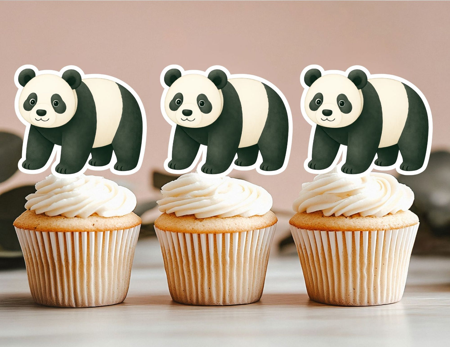 Panda Animal Cupcake Toppers, Zoo Animal Cupcake Toppers