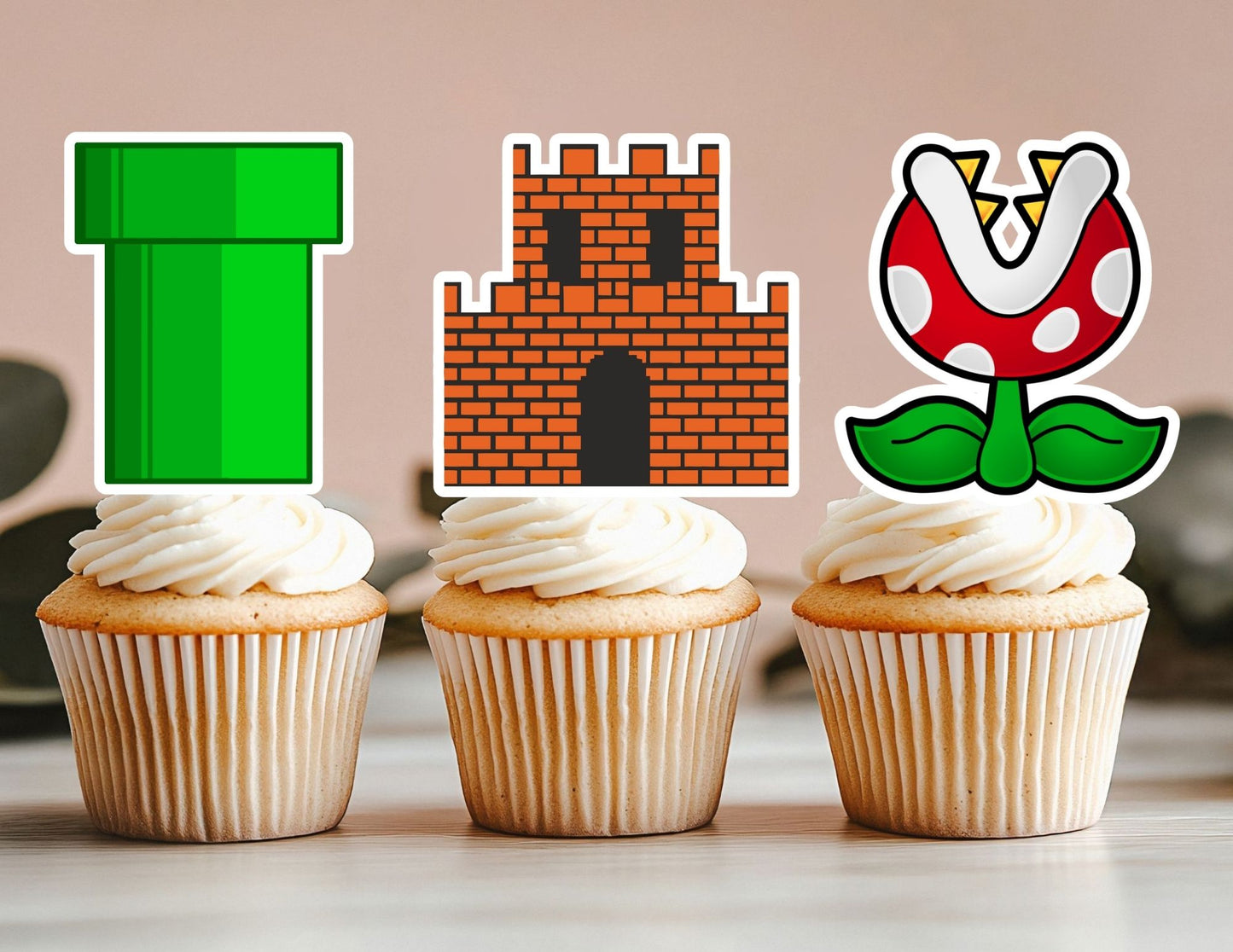 Mushroom Cupcake Toppers, Level Up Cupcake Toppers