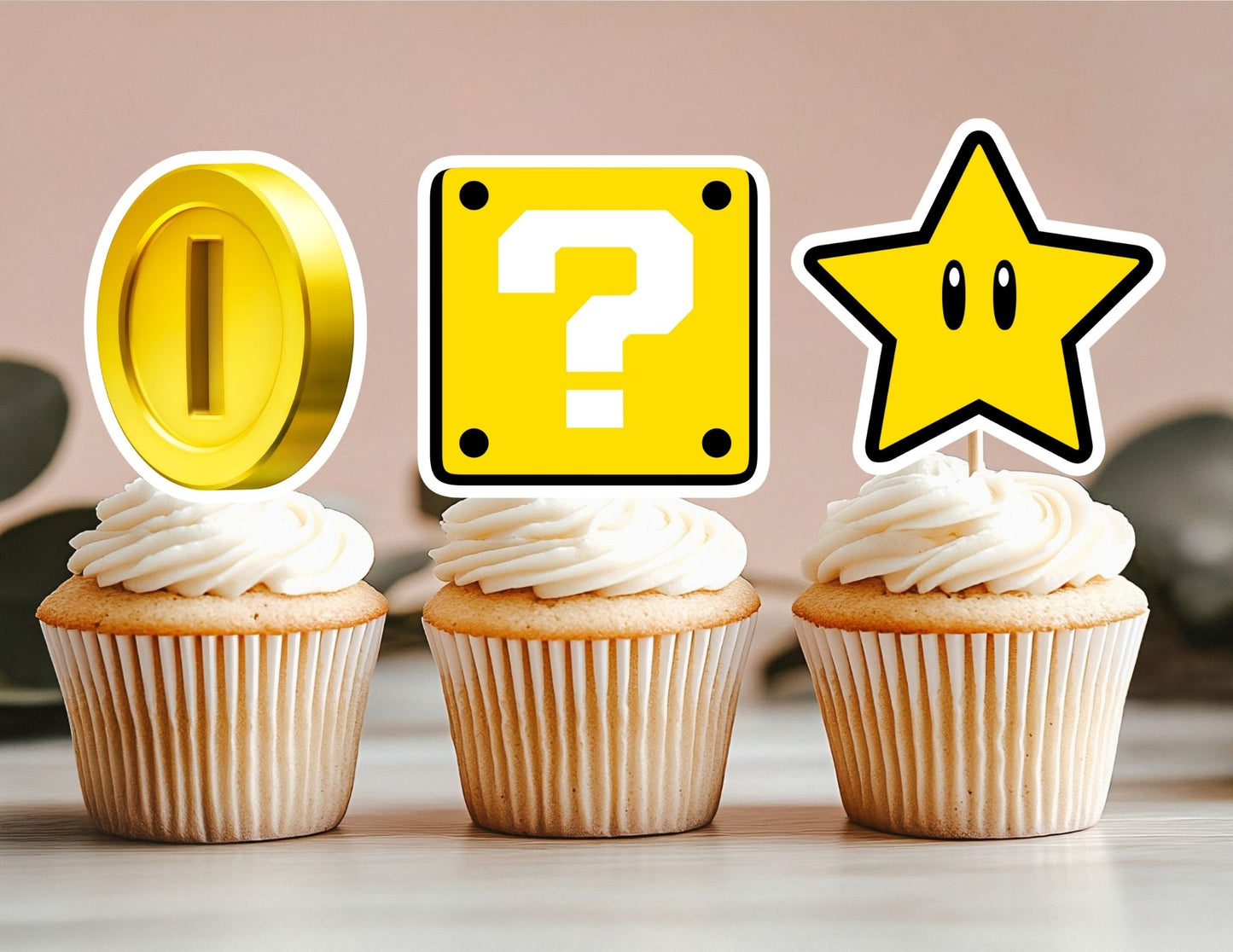 Mushroom Cupcake Toppers, Level Up Cupcake Toppers