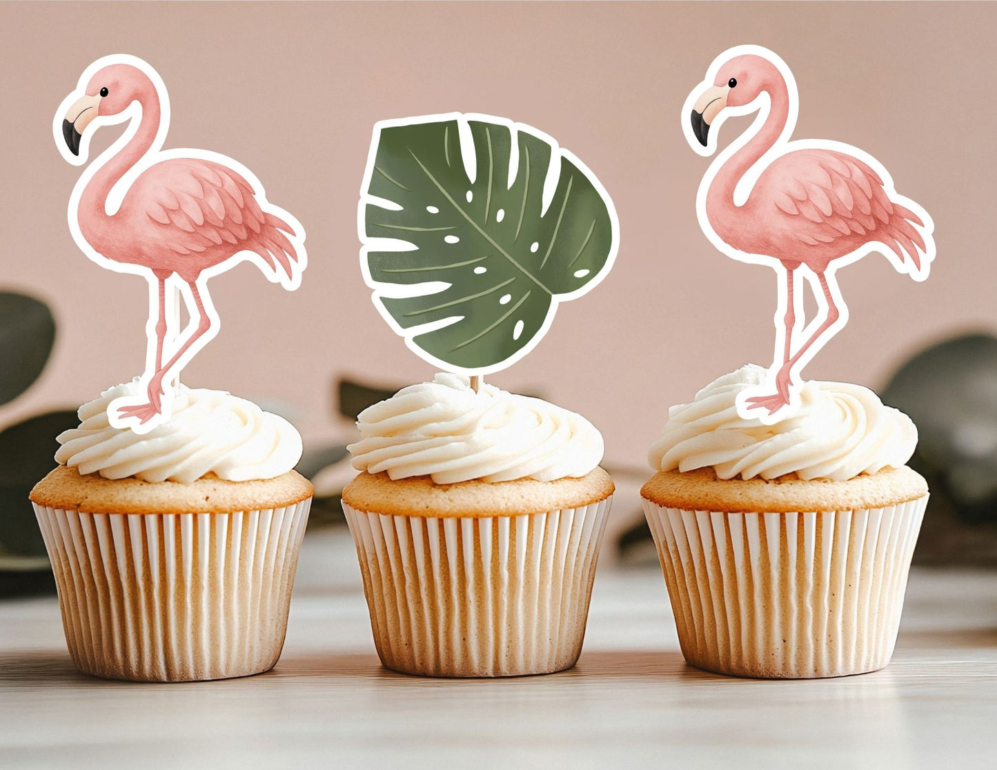 Flamingo Cupcake Toppers, Pink Flamingo Party Decoration