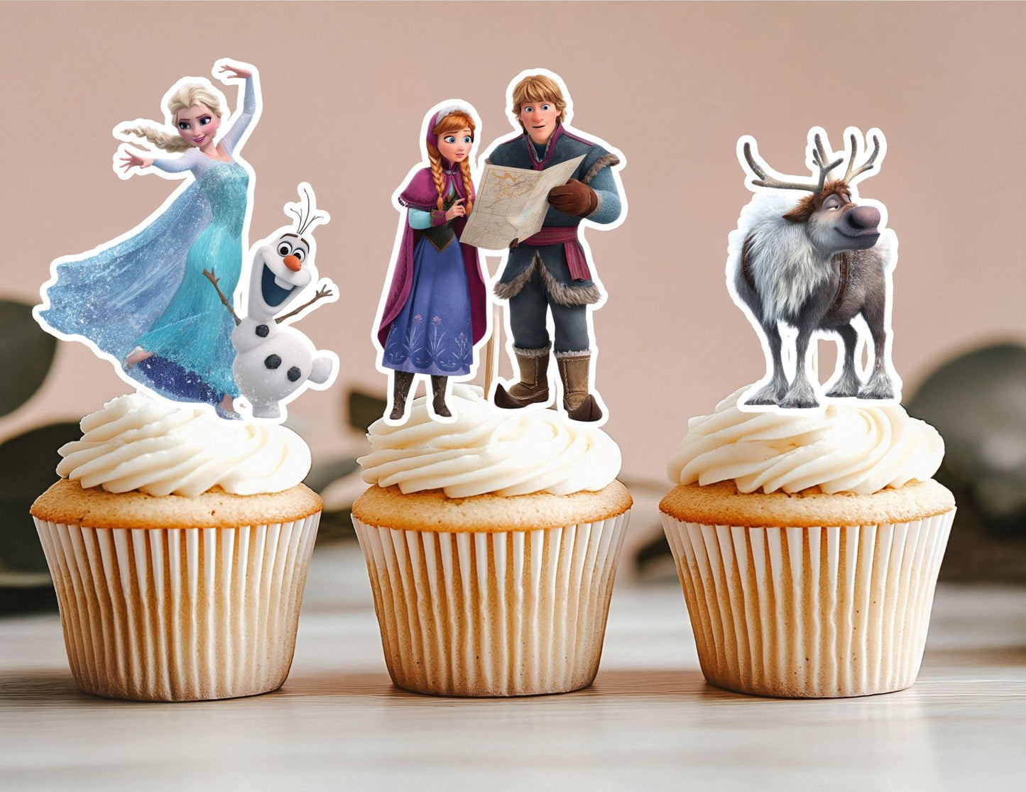 Cute Watercolour Ice Princess Cupcake Toppers, Ice Princess Birthday Theme Party Decoration