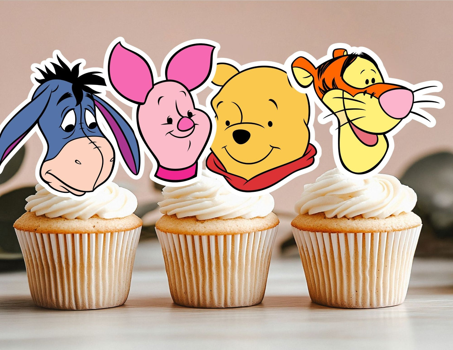Hundred Acre Character Cupcake Toppers, Bear, Tiger Toppers