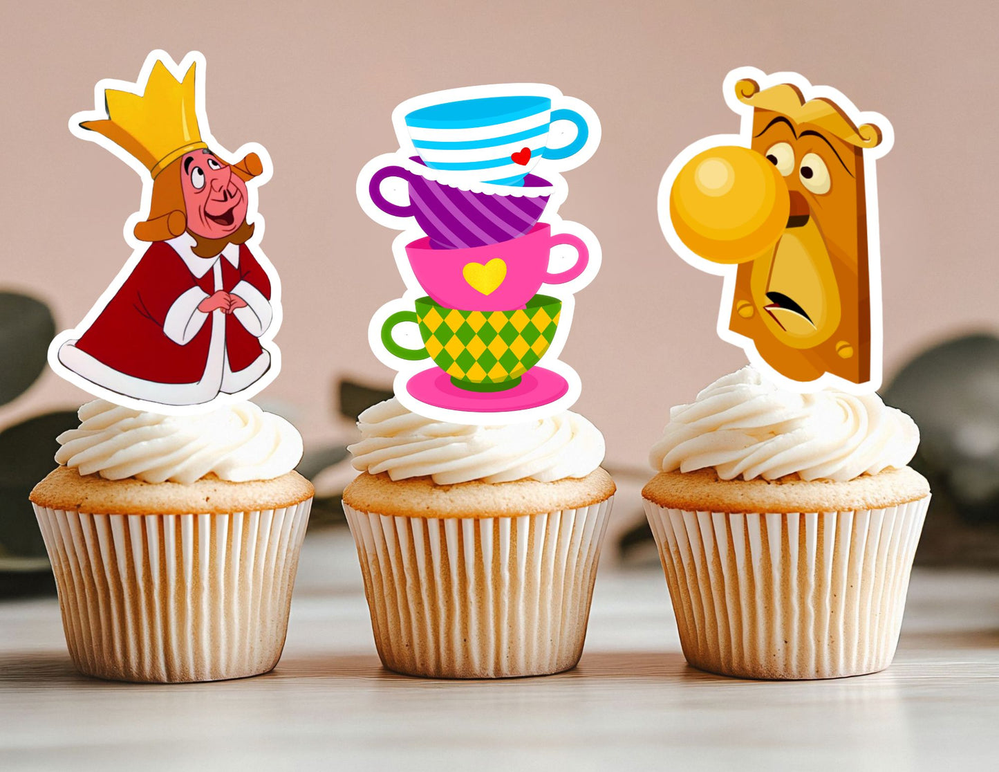 Wonderland Cupcake Toppers, Hatter Toppers, Wonderland Party Decorations