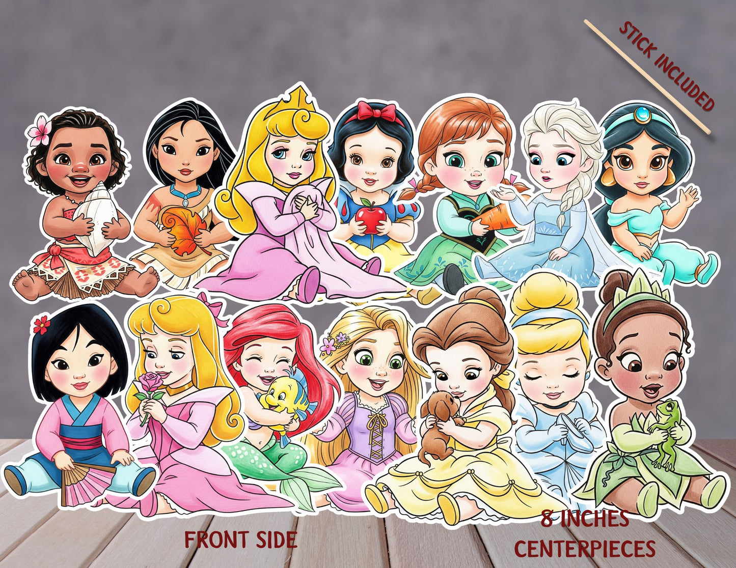 Watercolour Baby Princesses Centerpieces, Princesses Party Decoration