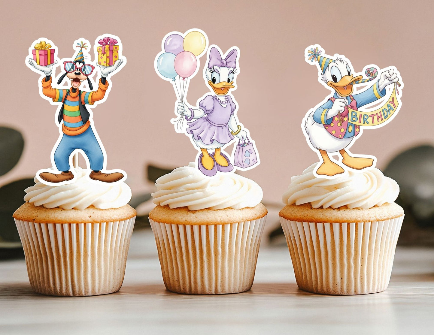 Birthday Mouse and Friends Cupcake Toppers, Mouse Toppers, Duck and Dog Cupcake Toppers