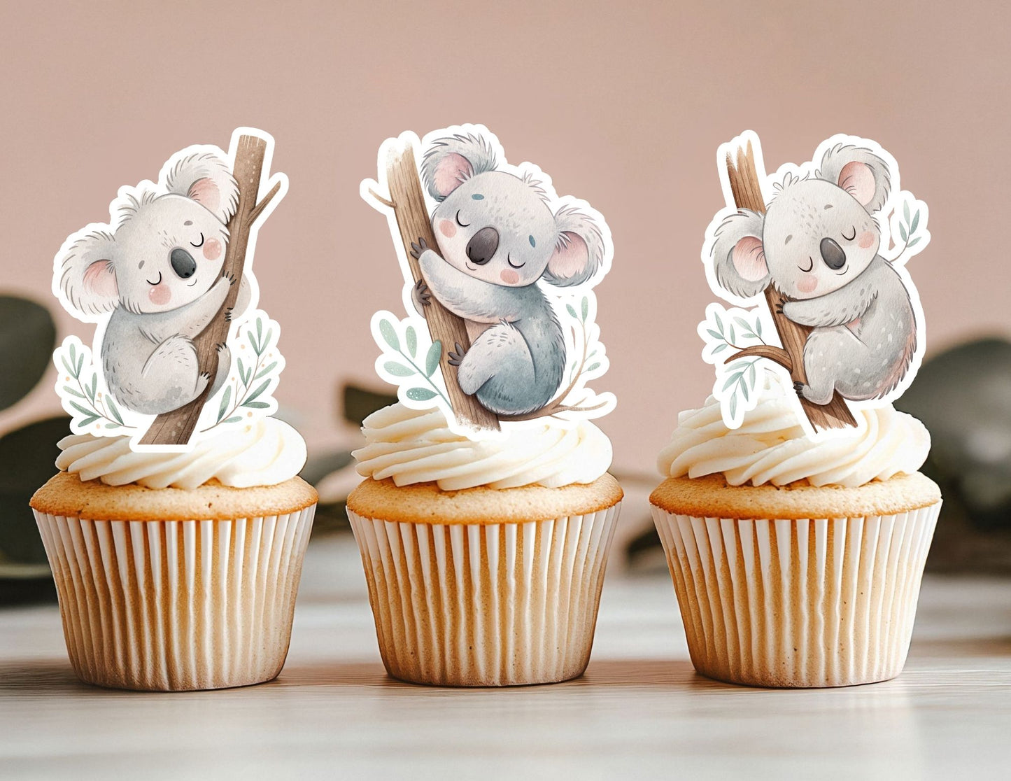 Koala Animal Cupcake Toppers, Zoo Animal Cupcake Toppers