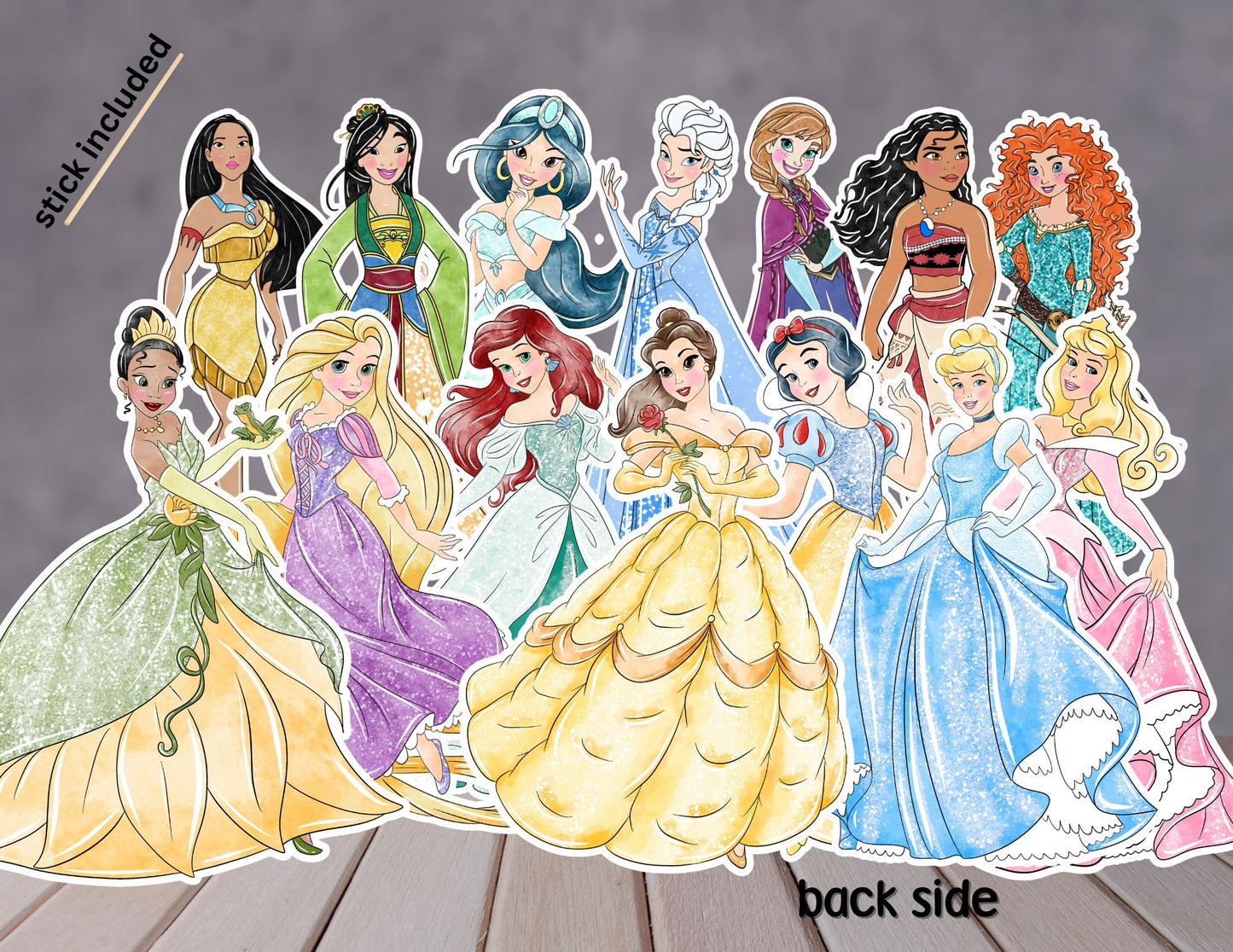 Watercolour Princesses Centerpieces, Princesses Party Decoration