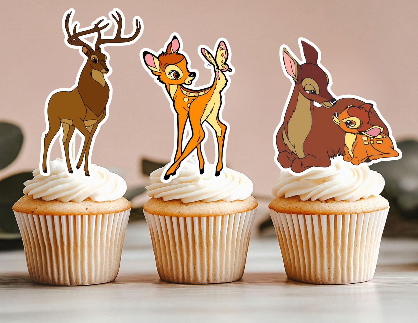 Woodland Cupcake Toppers, Bambi Deer Cupcake Toppers, Bunny Toppers