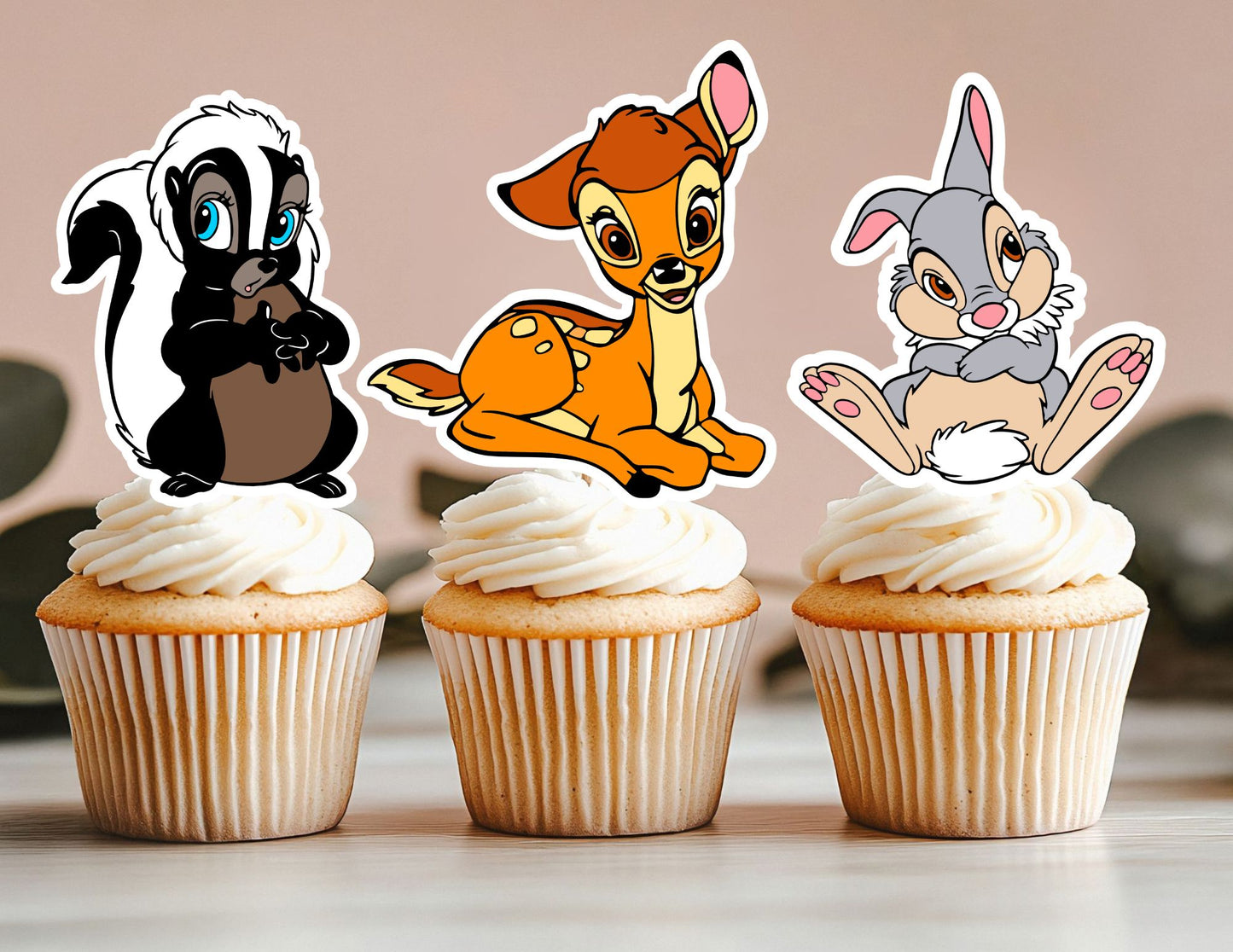 Woodland Cupcake Toppers, Bambi Deer Cupcake Toppers, Bunny Toppers