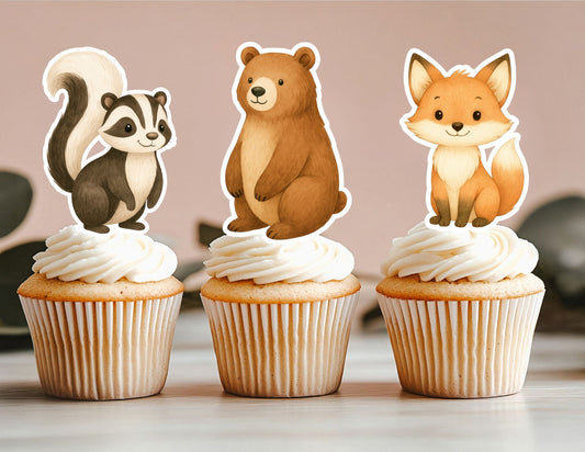 Woodland Cupcake Toppers, Animal Cupcake Toppers