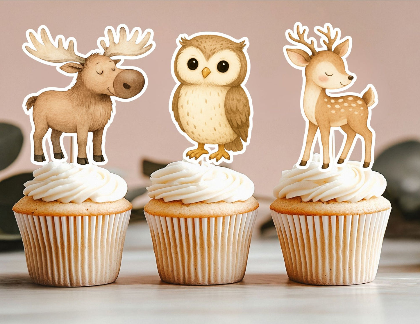 Woodland Cupcake Toppers, Animal Cupcake Toppers