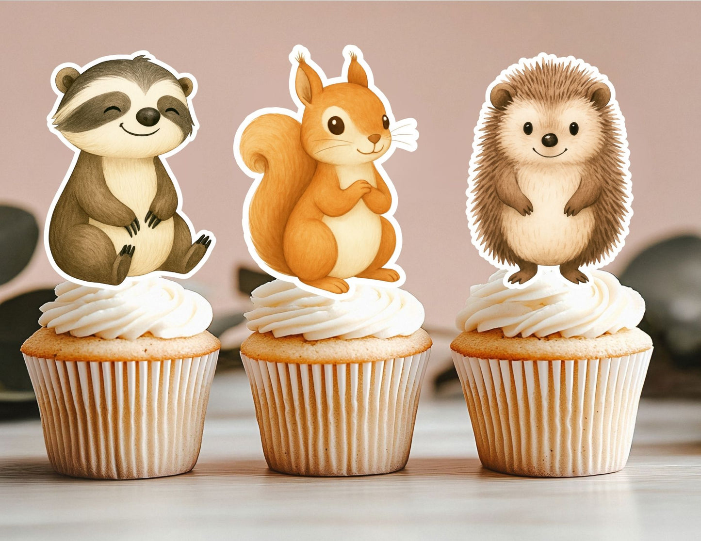 Woodland Cupcake Toppers, Animal Cupcake Toppers