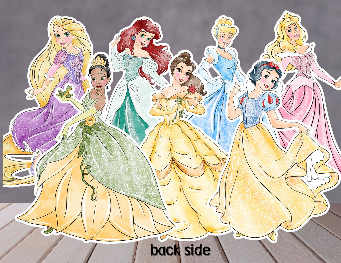 Watercolour Princesses Centerpieces, Princesses Party Decoration