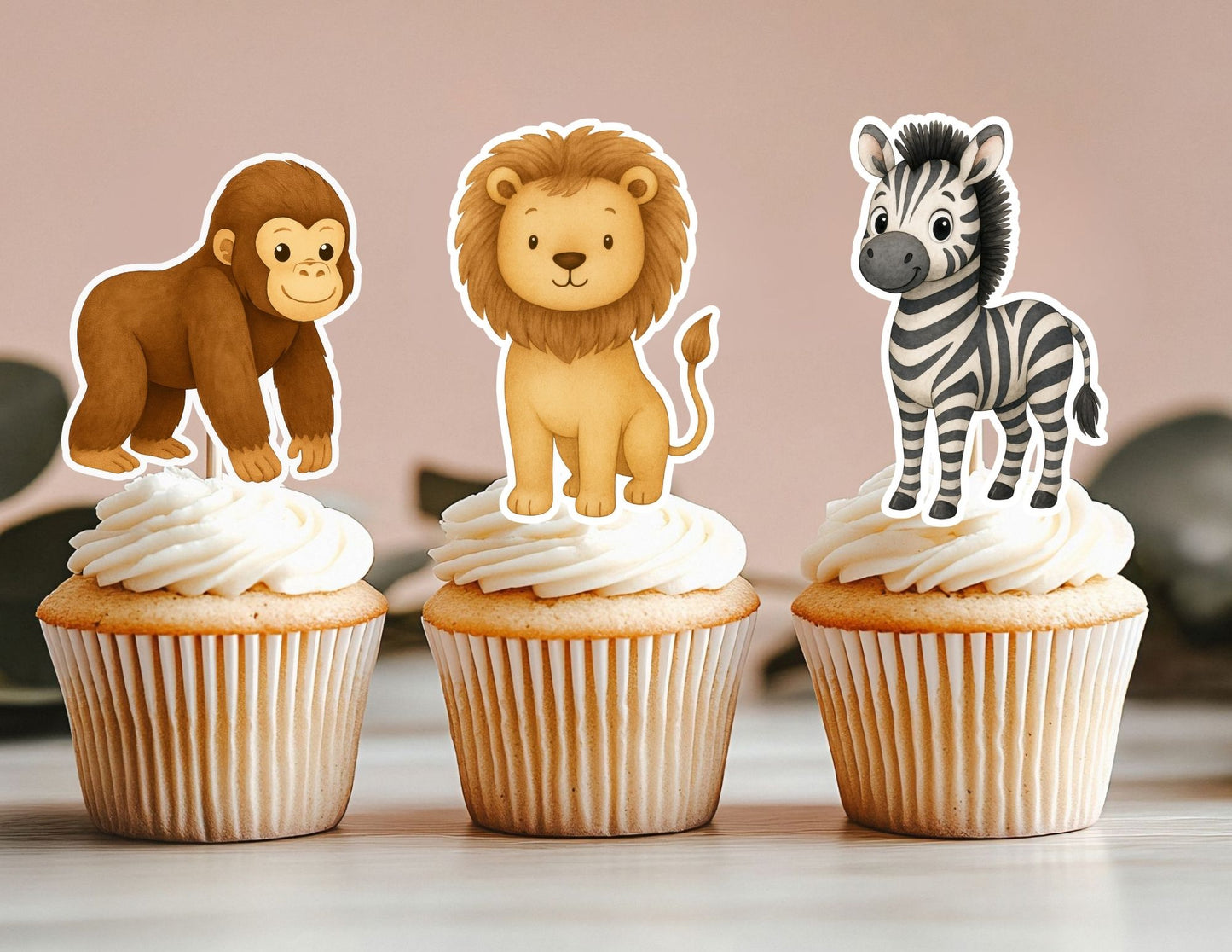 Animal Cupcake Toppers, Zoo Animal Cupcake Toppers