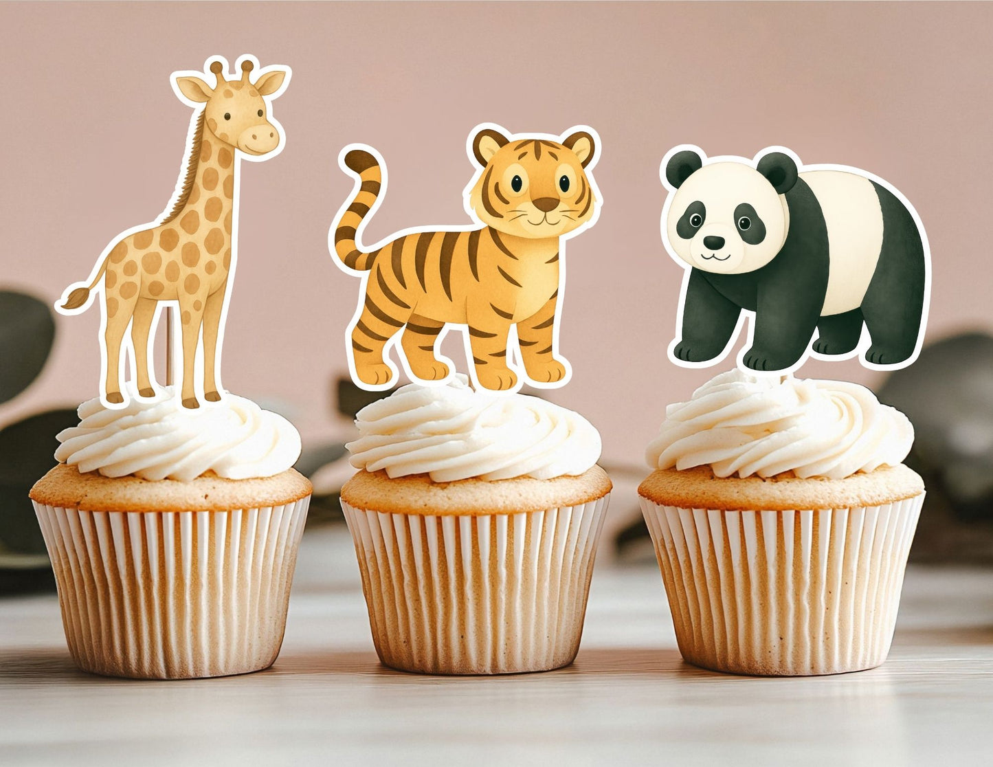 Animal Cupcake Toppers, Zoo Animal Cupcake Toppers