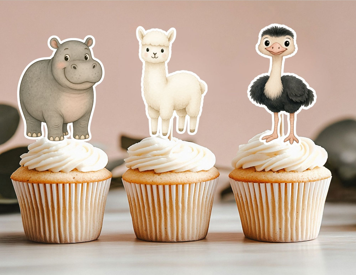 Animal Cupcake Toppers, Zoo Animal Cupcake Toppers