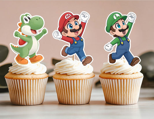Cute Power Up Characters Cupcake Toppers, Gamers Cupcake Toppers, Level Up Toppers (Copy)