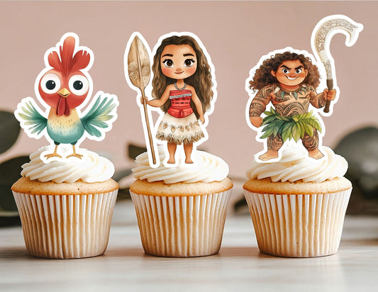 Watercolor Island Princess Cupcake Toppers, Princess Party Decoration