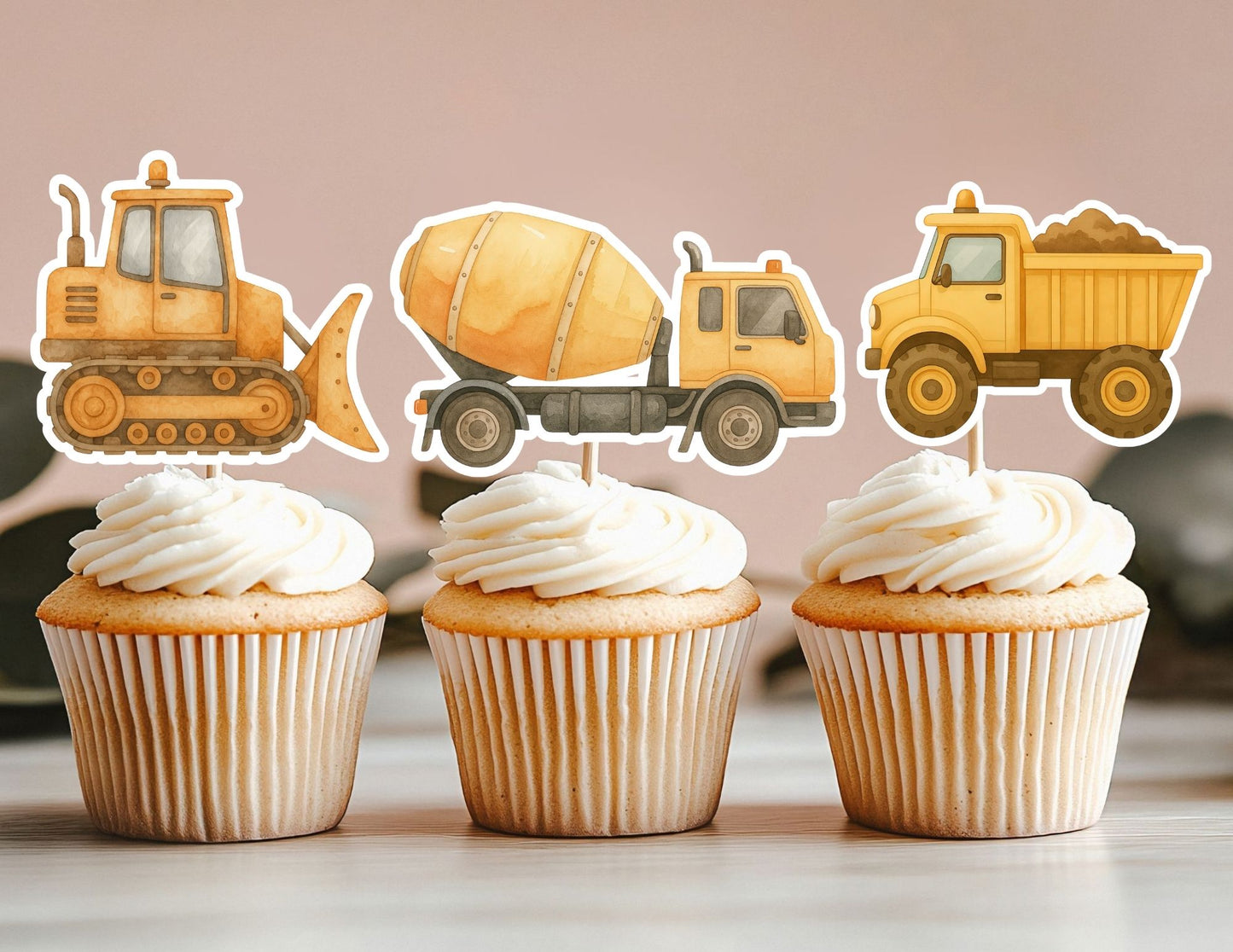 Construction Cupcake Toppers, Builder Party Theme