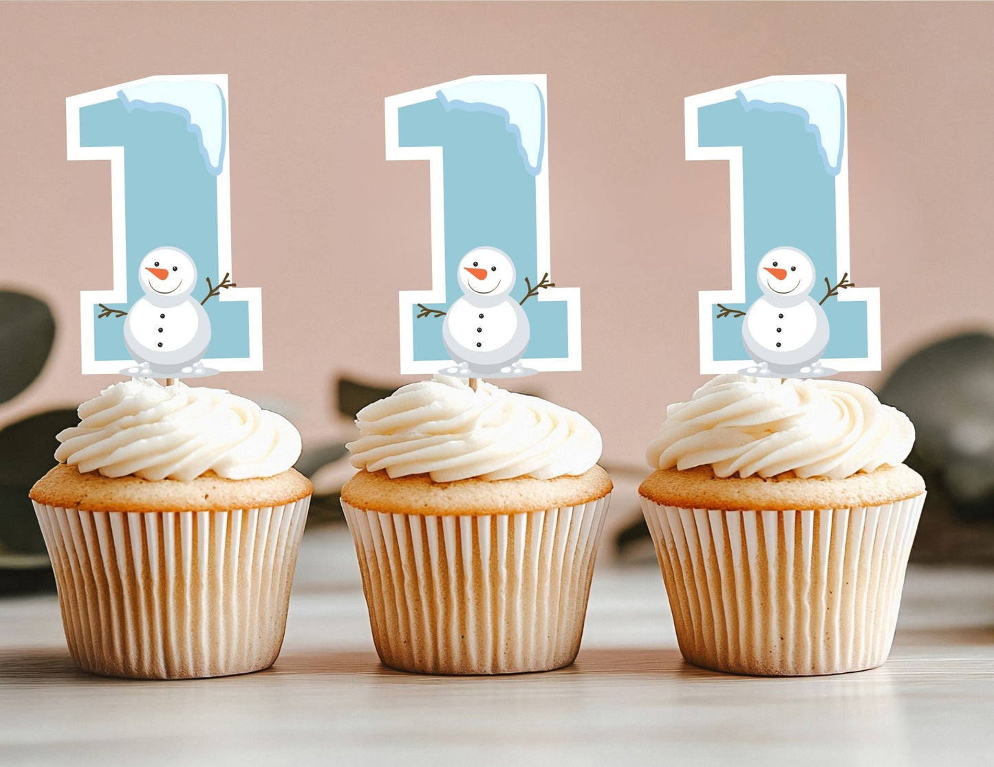 Customized Watercolour Birthday Ice Princess Cupcake Toppers, Ice Princesses Party Toppers