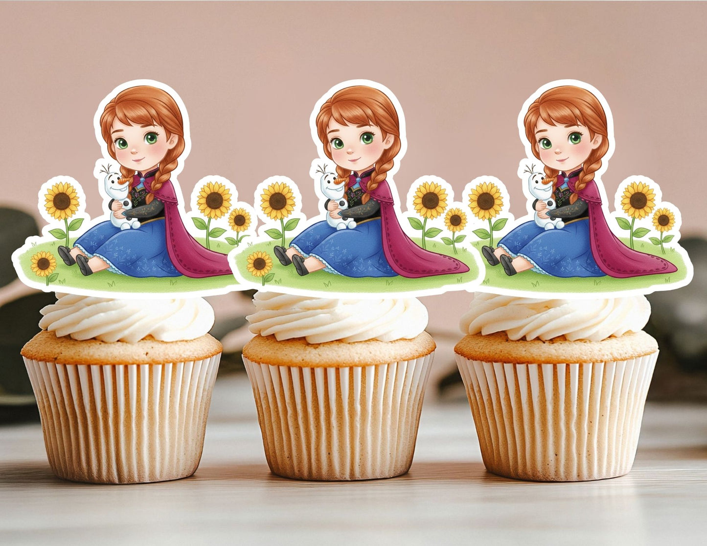 Customized Watercolour Birthday Ice Princess Cupcake Toppers, Ice Princesses Party Toppers