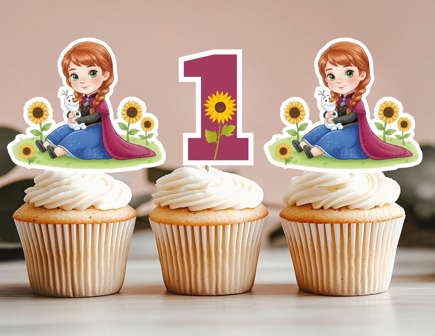 Customized Watercolour Birthday Ice Princess Cupcake Toppers, Ice Princesses Party Toppers