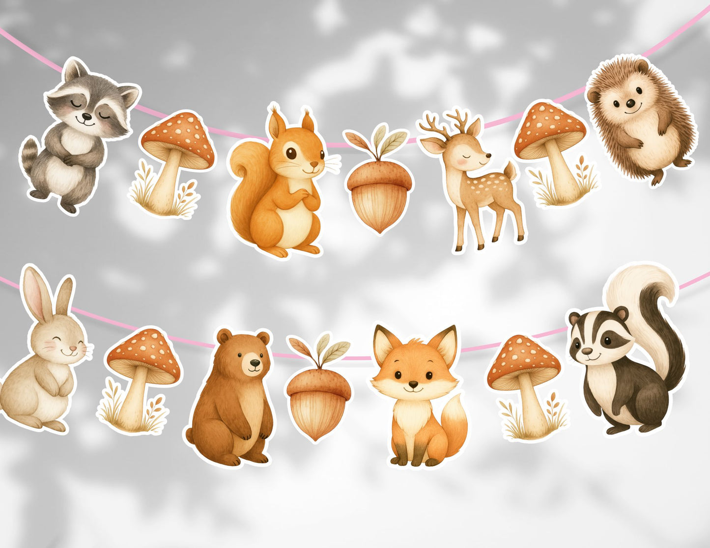 Woodland Animal Bunting, Forest Animal Party Decoration, Woodland Animal Banner