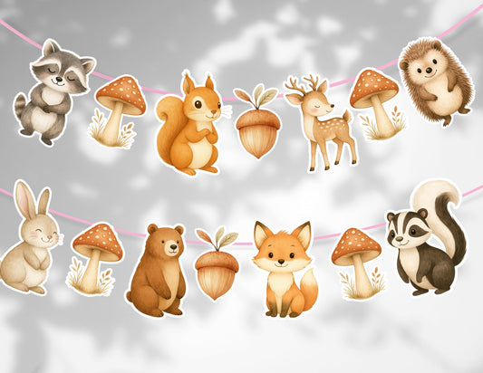 Woodland Animal Bunting, Forest Animal Party Decoration, Woodland Animal Banner