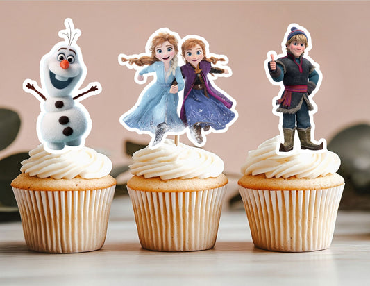 Cute Watercolour Ice Princess Cupcake Toppers, Ice Princess Birthday Theme Party Decoration