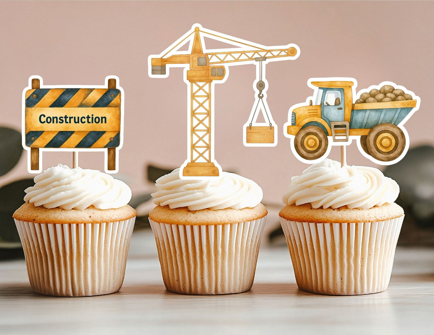 Construction Cupcake Toppers, Builder Party Theme