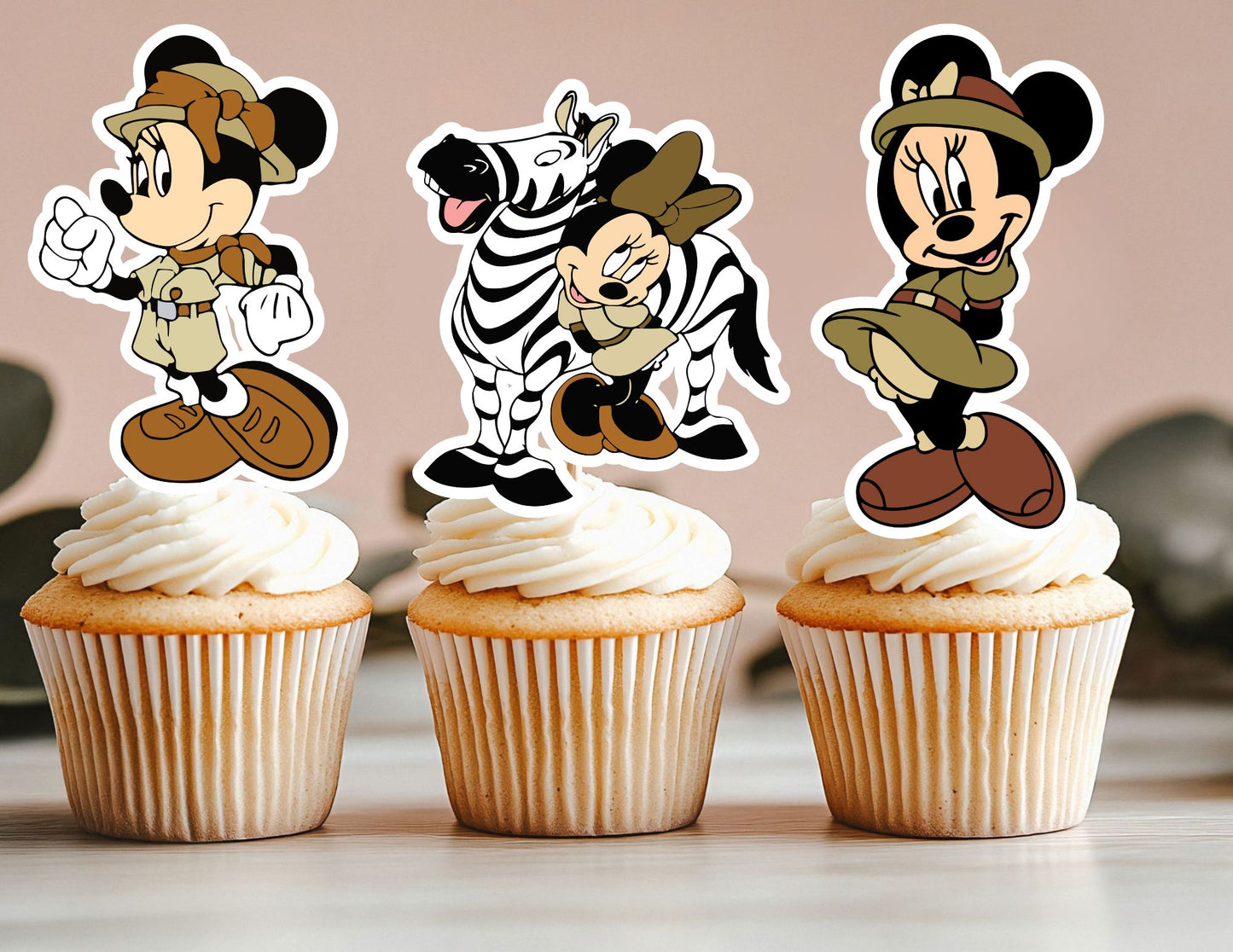 Safari Girl Cupcake Toppers, Clubhouse Toppers, Party Cupcake Toppers