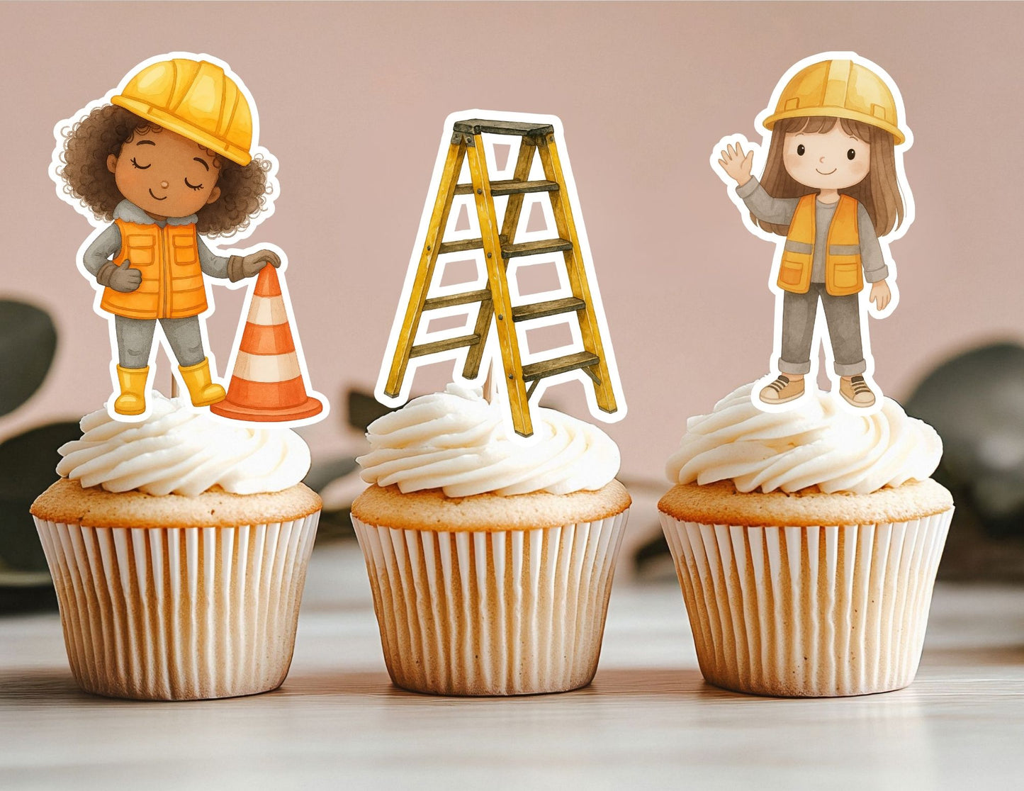 Construction Cupcake Toppers, Builder Party Theme