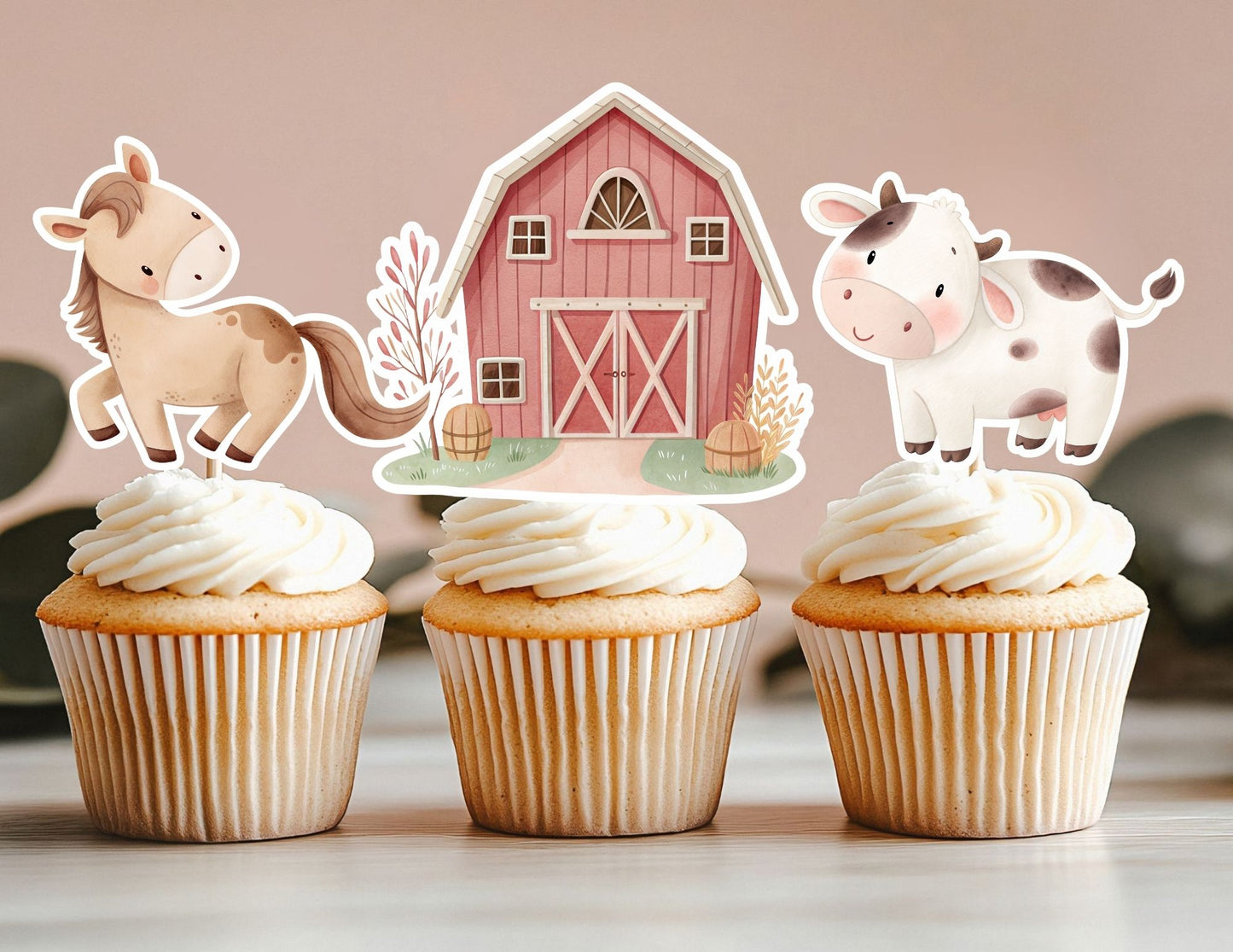 Farm Animal Cupcake Toppers, Farm Party Decoration