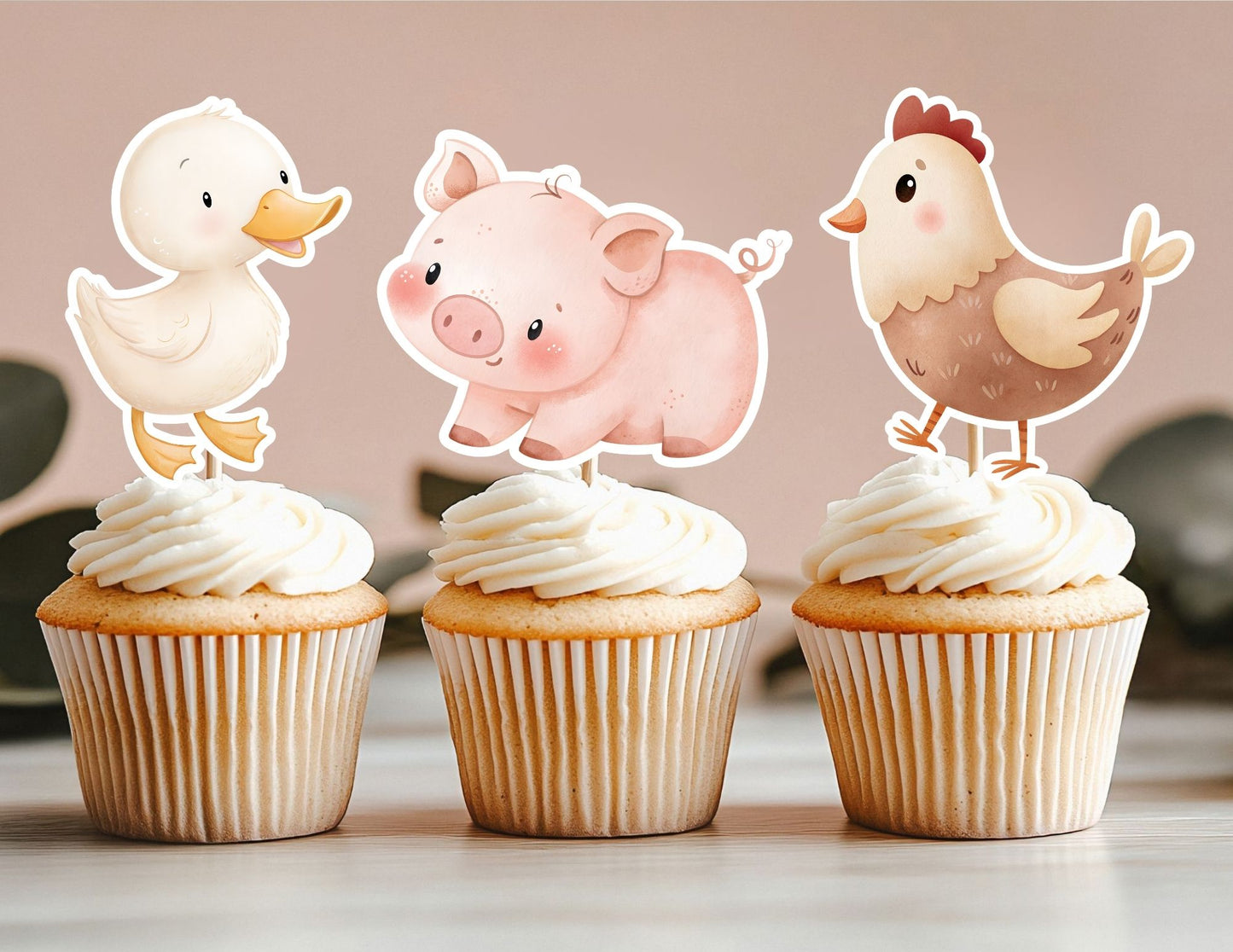 Farm Animal Cupcake Toppers, Farm Party Decoration