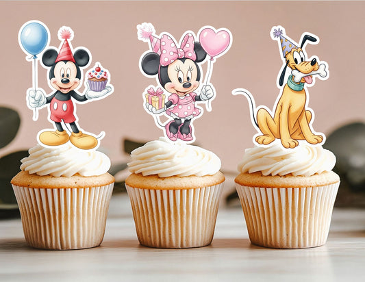 Birthday Mouse and Friends Cupcake Toppers, Mouse Toppers, Duck and Dog Cupcake Toppers