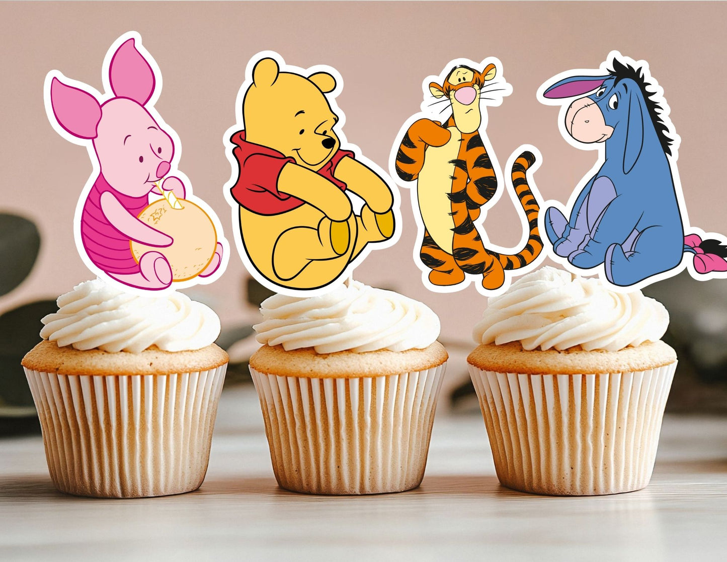 Hundred Acre Character Cupcake Toppers, Bear, Tiger Toppers, Pig Toppers